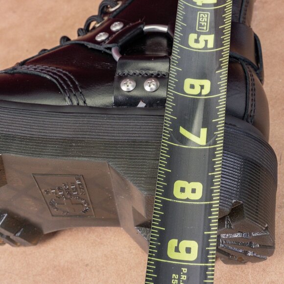 Dr Marten Women Quad Harness Moto Black Leather Lace-up Platform Boots M5 W6 - Picture 6 of 8